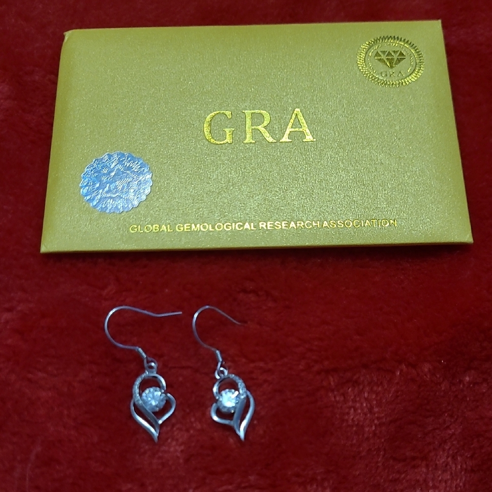 E Silver Heart Earrings